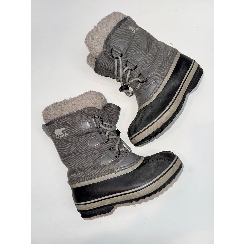 SOREL $90 Youth Unisex 1 Gray/Black Waterproof Yoot Pac Insulated Snow Boots